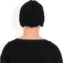 Black Men's Ribbed Knit Baseball Cap with Ear Flap Coverage for Winter Warmth and Style