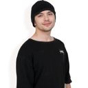 Black Men's Ribbed Knit Baseball Cap with Ear Flap Coverage for Winter Warmth and Style