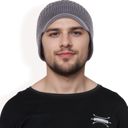 Gray Men's Ribbed Knit Baseball Cap with Ear Flap Coverage for Winter Warmth and Style