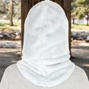 Gray Women's Faux Shearling Hooded Scarf with Adjustable Drawstrings and Extended Neck Coverage