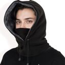  Men's Fleece Hooded Neck Warmer with Adjustable Drawstrings and Full Face Coverage for Cold Weather