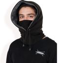 Black Men's Fleece Hooded Neck Warmer with Adjustable Drawstrings and Full Face Coverage for Cold Weather