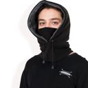 Black Men's Fleece Hooded Neck Warmer with Adjustable Drawstrings and Full Face Coverage for Cold Weather