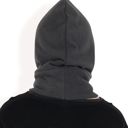 Gray Men's Fleece Hooded Neck Warmer with Adjustable Drawstrings and Full Face Coverage for Cold Weather