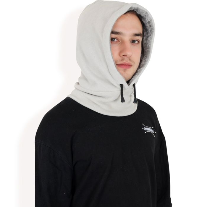 Men's Fleece Hooded Neck Warmer with Adjustable Drawstrings and Full Face Coverage for Cold Weather