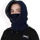 Blue Men's Fleece Hooded Neck Warmer with Adjustable Drawstrings and Full Face Coverage for Cold Weather