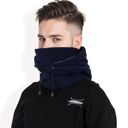 Blue Men's Fleece Hooded Neck Warmer with Adjustable Drawstrings and Full Face Coverage for Cold Weather