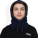 Blue Men's Fleece Hooded Neck Warmer with Adjustable Drawstrings and Full Face Coverage for Cold Weather