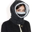  Women's Fleece-Lined Hooded Neck Warmer with Adjustable Drawstrings for Full Coverage and Winter Protection