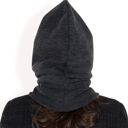 Black Women's Fleece-Lined Hooded Neck Warmer with Adjustable Drawstrings for Full Coverage and Winter Protection