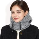 Gray Women's Fleece-Lined Hooded Neck Warmer with Adjustable Drawstrings for Full Coverage and Winter Protection