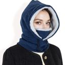 Multi Women's Fleece-Lined Hooded Neck Warmer with Adjustable Drawstrings for Full Coverage and Winter Protection