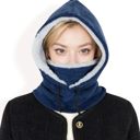 Multi Women's Fleece-Lined Hooded Neck Warmer with Adjustable Drawstrings for Full Coverage and Winter Protection