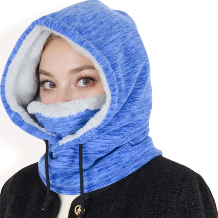 Women's Fleece-Lined Hooded Neck Warmer with Adjustable Drawstrings for Full Coverage and Winter Protection