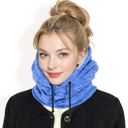 Blue Women's Fleece-Lined Hooded Neck Warmer with Adjustable Drawstrings for Full Coverage and Winter Protection