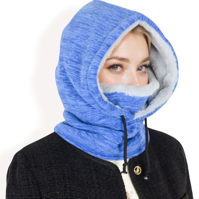 Women's Fleece-Lined Hooded Neck Warmer with Adjustable Drawstrings for Full Coverage and Winter Protection