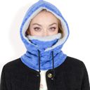 Blue Women's Fleece-Lined Hooded Neck Warmer with Adjustable Drawstrings for Full Coverage and Winter Protection