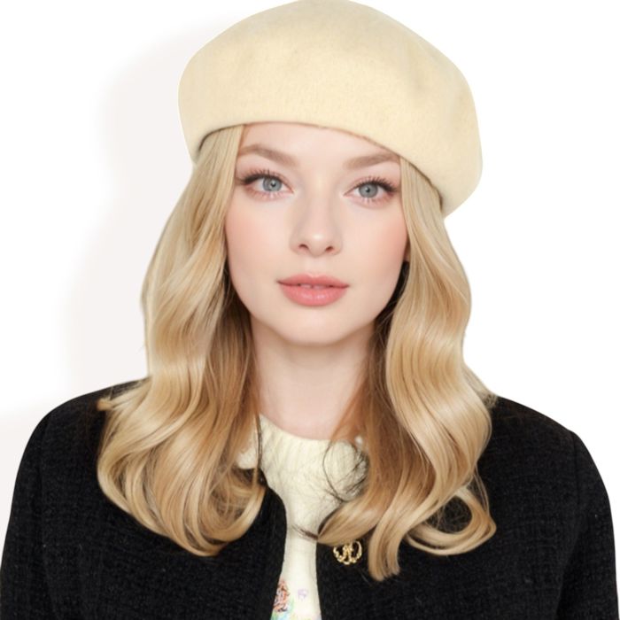 Women'sClassic Wool Beret Hat with Adjustable Inner Band and Timeless Parisian Style