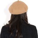 Brown Women'sClassic Wool Beret Hat with Adjustable Inner Band and Timeless Parisian Style