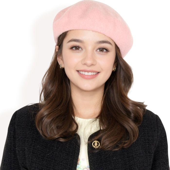 Women'sClassic Wool Beret Hat with Adjustable Inner Band and Timeless Parisian Style