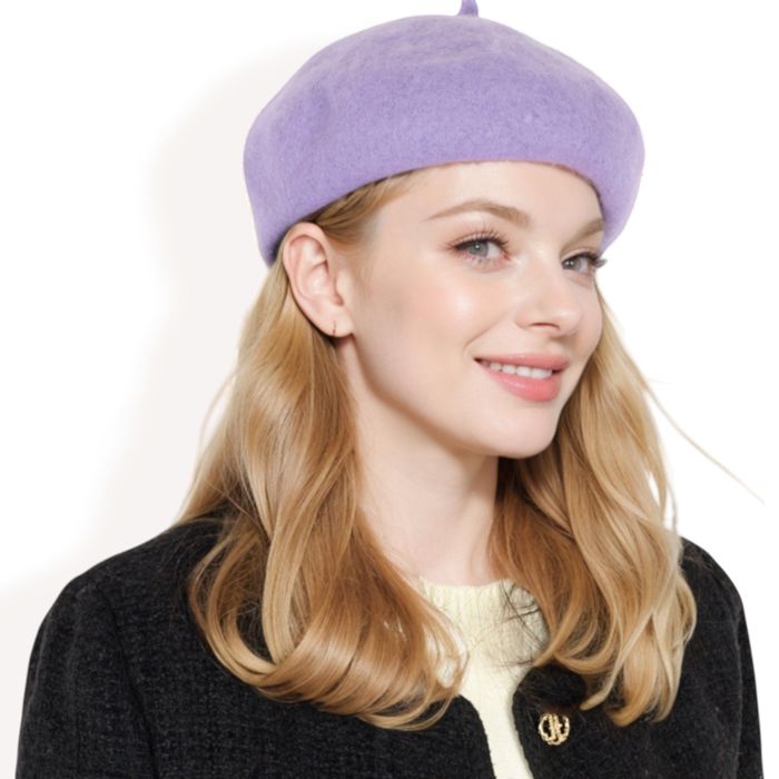 Women'sClassic Wool Beret Hat with Adjustable Inner Band and Timeless Parisian Style