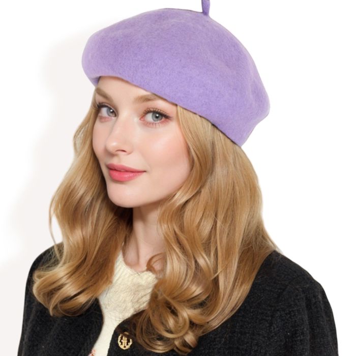 Women'sClassic Wool Beret Hat with Adjustable Inner Band and Timeless Parisian Style