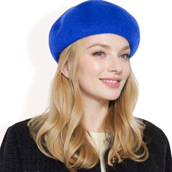 Women'sClassic Wool Beret Hat with Adjustable Inner Band and Timeless Parisian Style