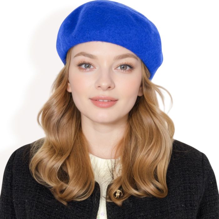 Women'sClassic Wool Beret Hat with Adjustable Inner Band and Timeless Parisian Style