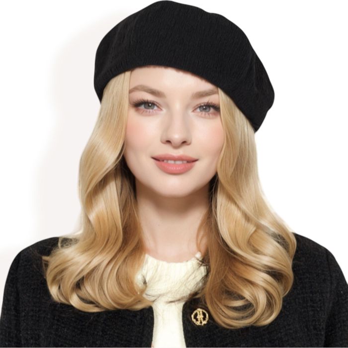 Women's Lightweight Textured Beret with Soft Stretch Fit and Chic Parisian Design