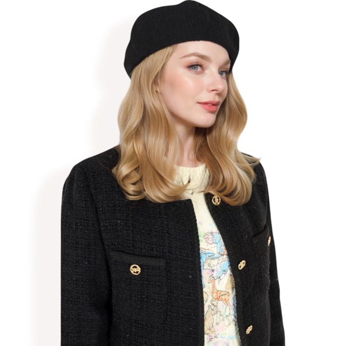 Women's Lightweight Textured Beret with Soft Stretch Fit and Chic Parisian Design