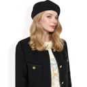 Black Women's Lightweight Textured Beret with Soft Stretch Fit and Chic Parisian Design