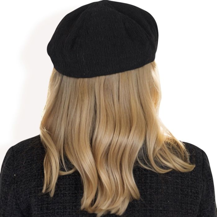 Women's Lightweight Textured Beret with Soft Stretch Fit and Chic Parisian Design