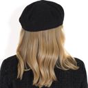 Black Women's Lightweight Textured Beret with Soft Stretch Fit and Chic Parisian Design