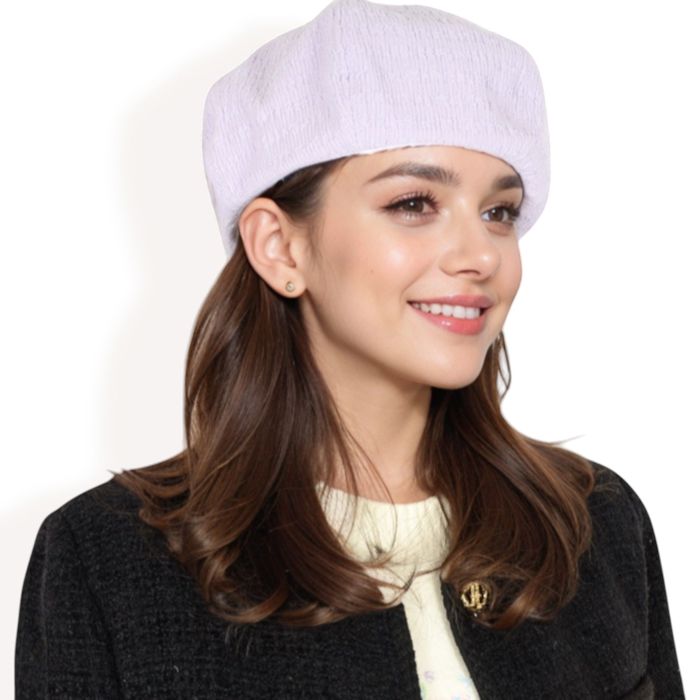 Women's Lightweight Textured Beret with Soft Stretch Fit and Chic Parisian Design