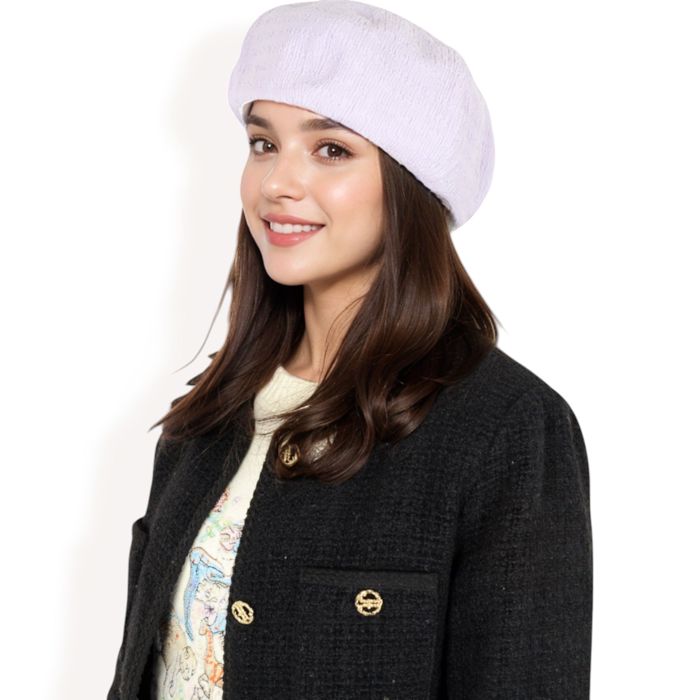 Women's Lightweight Textured Beret with Soft Stretch Fit and Chic Parisian Design