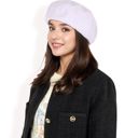 Purple Women's Lightweight Textured Beret with Soft Stretch Fit and Chic Parisian Design