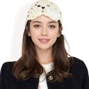 Beige Women's Handmade Crochet Lace Cap with Floral Appliques and Elegant Vintage-Inspired Design