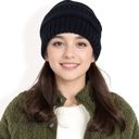 Black Women's Satin-Lined Knit Beanie for Hair Protection and Moisture Retention in a Cozy Slouch Design