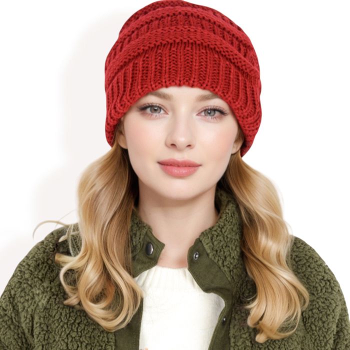 Women's Satin-Lined Knit Beanie for Hair Protection and Moisture Retention in a Cozy Slouch Design