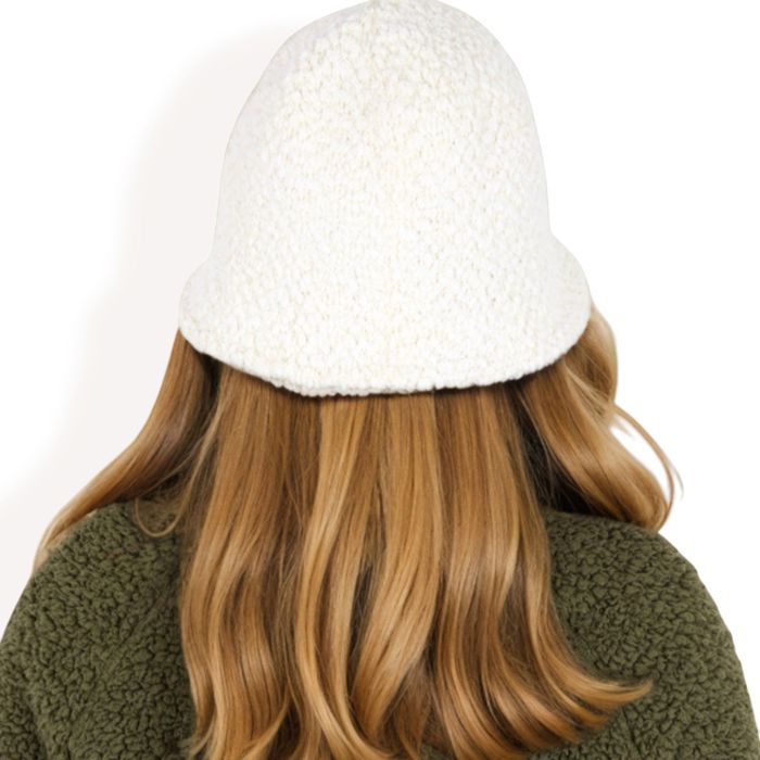 Women's High Pile Fleece Bucket Hat with Soft Textured Fabric and Modern Casual Design