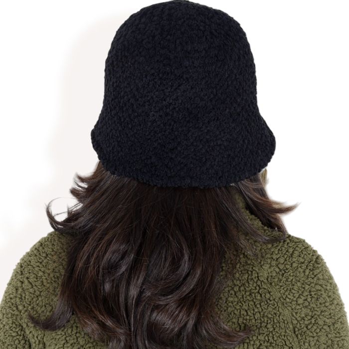 Women's High Pile Fleece Bucket Hat with Soft Textured Fabric and Modern Casual Design