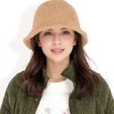 Yellow Women's High Pile Fleece Bucket Hat with Soft Textured Fabric and Modern Casual Design