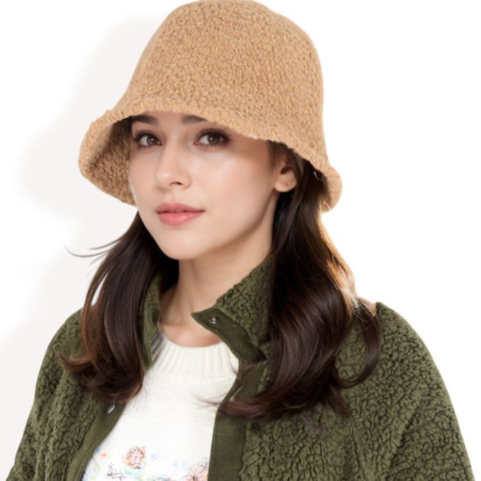 Women's High Pile Fleece Bucket Hat with Soft Textured Fabric and Modern Casual Design