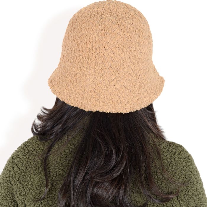 Women's High Pile Fleece Bucket Hat with Soft Textured Fabric and Modern Casual Design