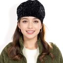  Women's Sequin Velvet Beret with Sparkling Embellishments and Comfortable Satin-Lined Interior