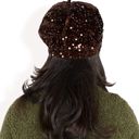 Brown Women's Sequin Velvet Beret with Sparkling Embellishments and Comfortable Satin-Lined Interior