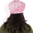 Pink Women's Sequin Velvet Beret with Sparkling Embellishments and Comfortable Satin-Lined Interior