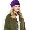 Purple Women's Sequin Velvet Beret with Sparkling Embellishments and Comfortable Satin-Lined Interior