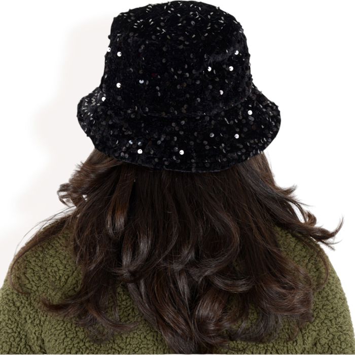 Women's Sequin Bucket Hat with Sparkling Design and Reversible Feature for Stylish Casual or Party Looks