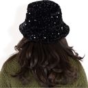 Black Women's Sequin Bucket Hat with Sparkling Design and Reversible Feature for Stylish Casual or Party Looks